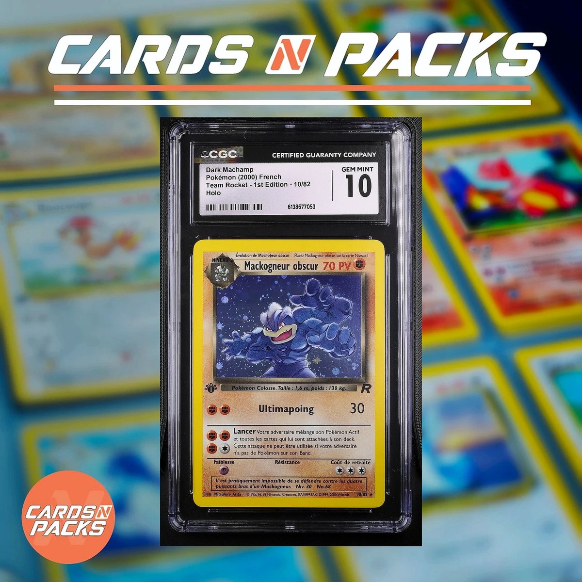 Carte Pokemon Mackogneur obscur 10/82 Holo Team Rocket Edition 1 CGC 10 GEM MINT – Zdjęcie 1