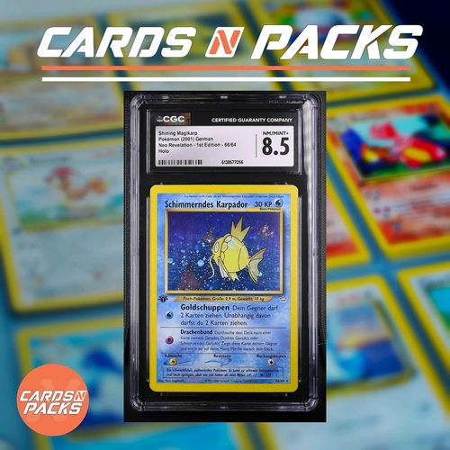 Carte Pokemon Schimmerndes Karpador 66/64 DE Holo 1st Edition CGC 8.5