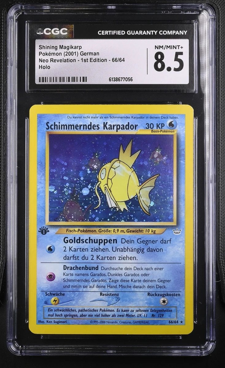 Carte Pokemon Schimmerndes Karpador 66/64 DE Holo 1st Edition CGC 8.5 – Zdjęcie 2
