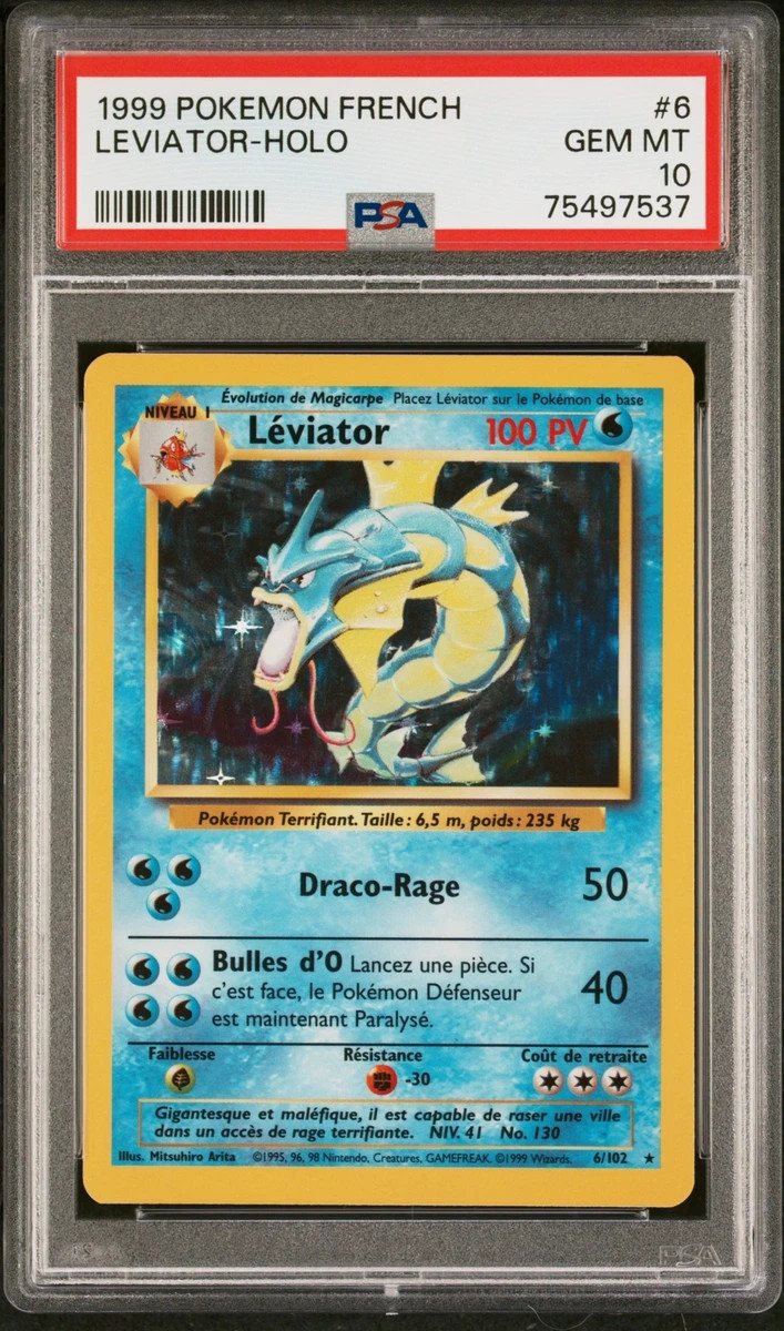 Pokemon Card Léviator GYARADOS 6/102 FRENCH Base Set PSA 10 GEM MINT POP 1 🔥 – Zdjęcie 4